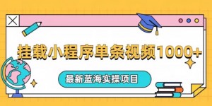 挂载小程序单条视频火了变现1000+，最新蓝海实操项目