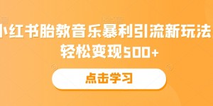 小红书胎教音乐暴利引流新玩法，轻松变现500+