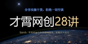 才霄网创28讲第07讲：零基础30分钟掌握PR技术，实现月入过万