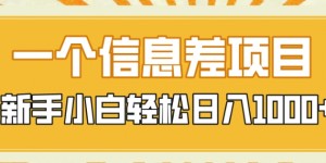 一个信息差项目，每天仅需半小时，新手小白轻松日入1000+