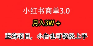 小红书商单3.0，月入3w+，蓝海项目，小白轻松上手