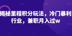 揭秘里程积分玩法，冷门暴利行业，兼职月入过w