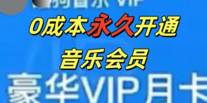 0成本永久音乐会员，可自用可变卖，多种变现形式日入3张