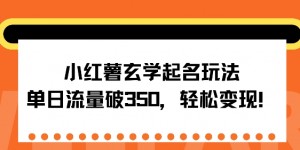 小红薯玄学起名玩法，单日流量破350+，轻松变现