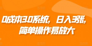 0成本3.0系统，日入3张，简单操作易放大