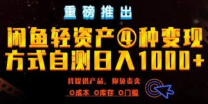 闲鱼轻资产风口四大蓝海项目实操手册，0投资0成本，月入过万，新手可做无需囤货