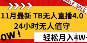 【11月最新TB-无人直播4.0】，24小时无人值守，打造日不落直播间，轻松月入过W