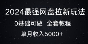 2024最强网盘拉新玩法，0基础可做，单月收入5000+