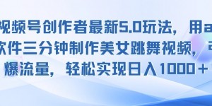 视频号创作者最新5.0玩法，用ai软件三分钟制作美女跳舞视频，引爆流量