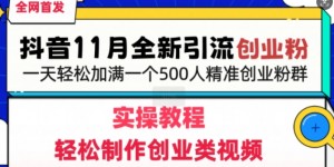 抖音全新引流创业粉，轻松制作创业类视频，一天轻松加满一个500人精准创业粉群