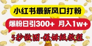 小红书最新图文打粉，5秒做图教程，爆粉日引300+