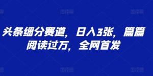 头条细分赛道，日入3张，篇篇阅读过万，全网首发