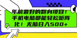 年前最好的翻身项目，手机电脑都能轻松矩阵化，无脑日入多张