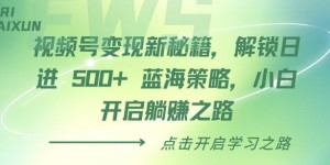 视频号变现新秘籍，解锁日进 5张 蓝海策略，小白开启躺Z之路