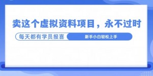 卖这个虚拟资料，真的永不过时，坚持做下去，一定有结果