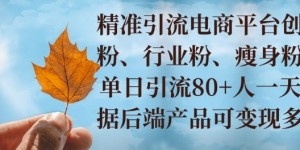 小投资撬动大收益，精准引流创业粉、行业粉，单日引流80+，一天可变现多张