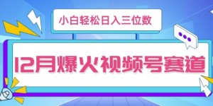 12月视频号爆火赛道，小白无脑操作，也可以轻松日入三位数