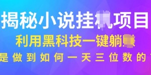 揭秘小说项目，利用黑科技一键躺Z模式，是如何做到一天三位数的