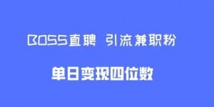 boss直聘引流兼职粉，单日变现四位数