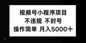 视频号小程序项目，不违规不封号，操作简单 月入5000+