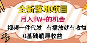 全新落地项目，视频一键代发，有播放就有收益，0基础躺Z收益