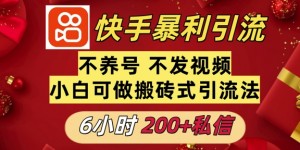 利用快手平台6小时不到200+私信，不发视频不养号