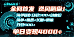 全网首发，简单操作日引500+创业粉，简单+粗暴+长期+精准