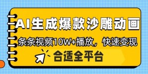 利用AI一键生成爆款沙雕动画，一条视频播放10W+，条条原创轻松变现