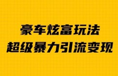 豪车炫富独家玩法，暴力引流多重变现，手把手教学