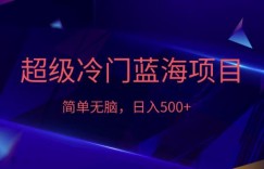 外面收费1280的超级冷门蓝海项目，日入500+