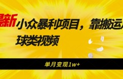 最新小众暴利项目，靠搬运足球类视频，单月变现1w+