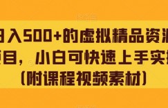 日入500+的虚拟精品资源项目，小白可快速上手实操（附课程视频素材）