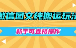 微信图文纯搬运玩法，新手可直接操作