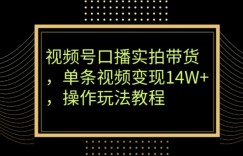 视频号口播实拍带货，单条视频变现14W+，操作玩法教程