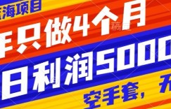 抖音蓝海项目，一年只做4个月，空手套，无货源，单日利润5000+