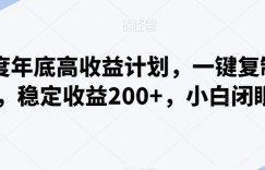 百度年底高收益计划，一键复制粘贴，稳定收益200+，小白闭眼入