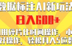 数据标注AI新玩法，利用碎片化时间操作，日入600+