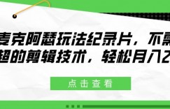 麦克阿瑟玩法纪录片，不需高超的剪辑技术，轻松月入2w+