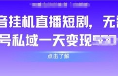 抖音直播短剧，无需养号私域，实现轻松变现