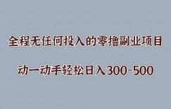 全程无任何投入的零撸副业项目，动一动手轻松日入几张