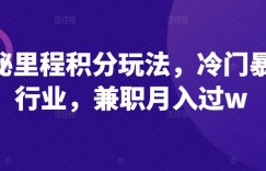 揭秘里程积分玩法，冷门暴利行业，兼职月入过w