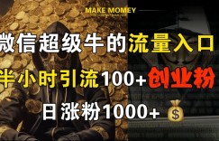 微信超级牛的流量入口，半小时引流100+创业粉，日涨粉1000+