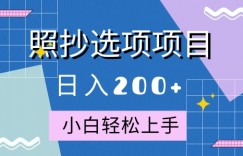 10月全新照抄选项项目，快速日入2张，操作简单易上手