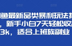 闲鱼最新品类暴利玩法揭秘，新手小白7天轻松收益3k，适合上班族副业