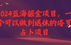 2024蓝海掘金项目，一个可以做到退休的塔罗占卜项目