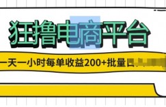 一天一小时，狂撸电商平台,每单收益2张， 可以批量操作