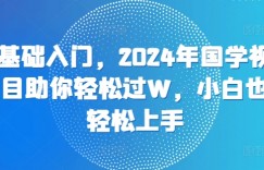 零基础入门，2024年国学视频项目助你轻松过W，小白也能轻松上手