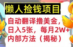 自动翻译撸美金，懒人捡钱，每月2W+内部方法，首次公开(揭秘)