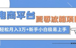 电商平台冰箱项目，项目门槛低，0成本投入，小白轻松上手