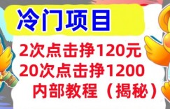 2次点击挣120元，冷门项目 轻松上手  干货(揭秘)